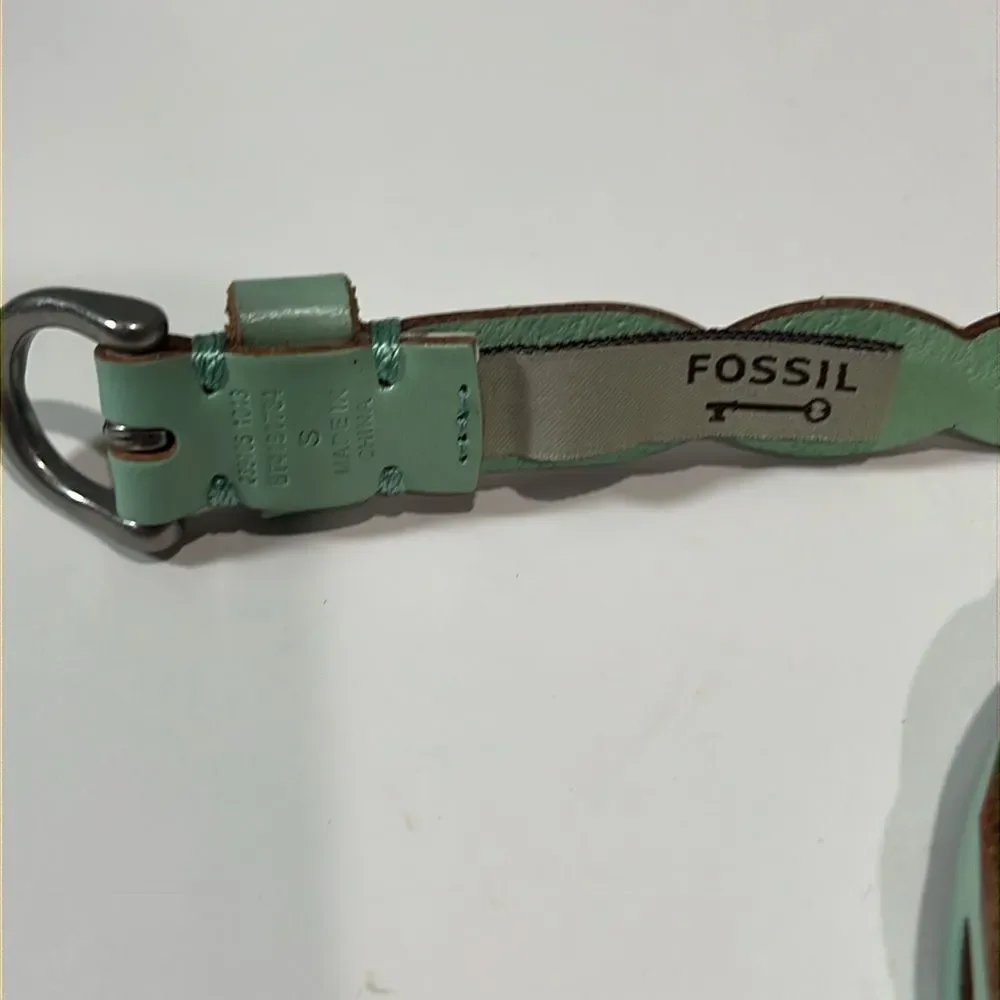 Fossil Scalloped Mint Leather Belt Sz S
